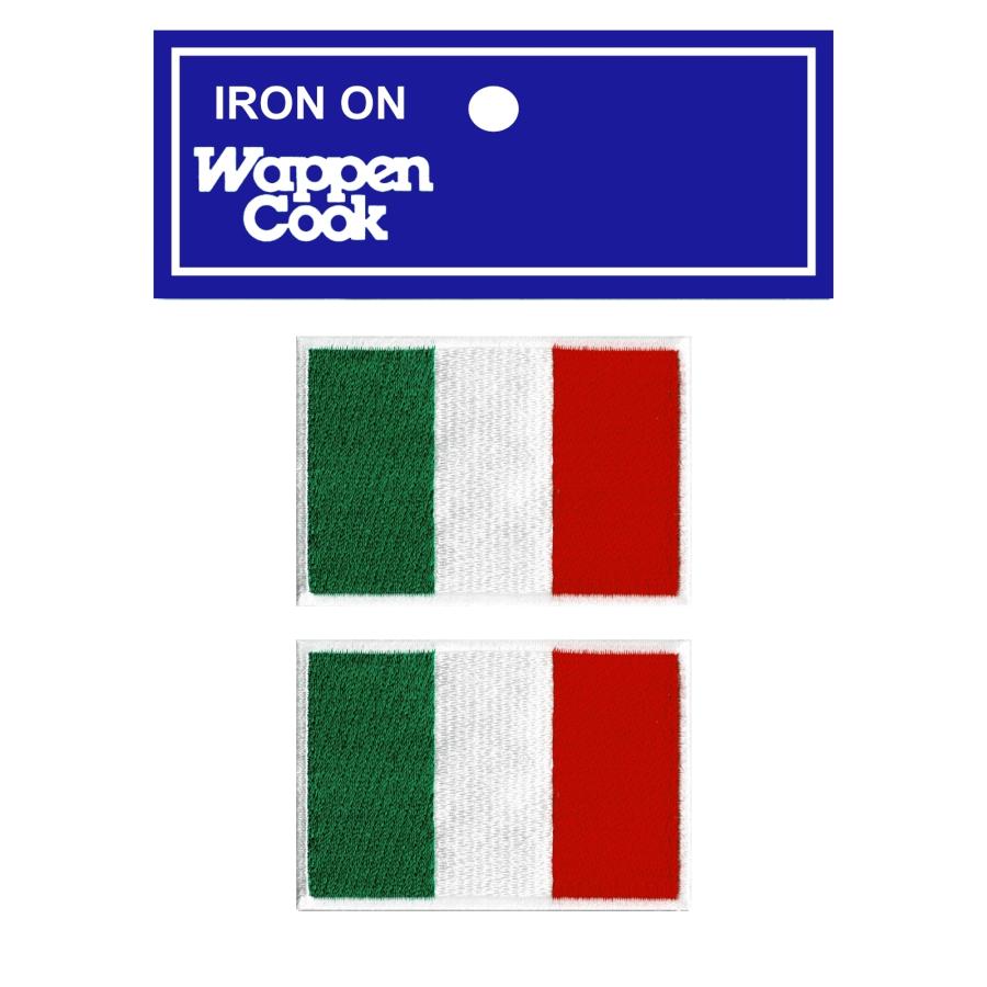イタリア 国旗 ワッペン 2S 2枚 アイロン接着 | 