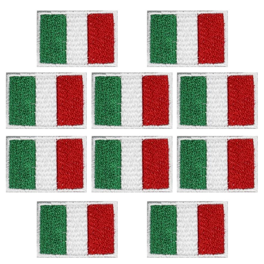 刺繍 イタリア 国旗 ワッペン SS 10枚 ミニ アイロン接着 Tシャツ ポロシャツ パーカー バッグなどに最適 | 