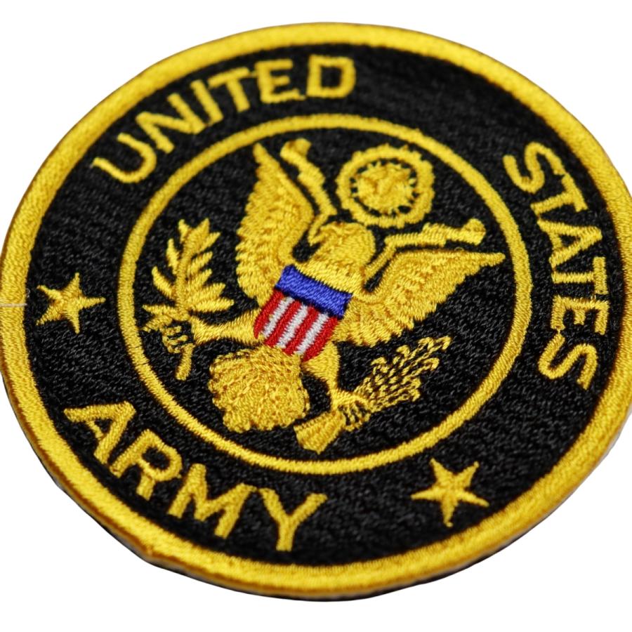 WappenCook 面ファスナー ブラック メス無し 刺繍 ワッペン ミリタリー 米陸軍 ARMY ラウンド ベルクロ マジックテープ |  | 01