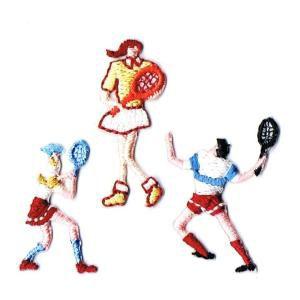 入園 入学 マスク用 小さいサイズ ミニ 刺繍 ワッペン アップリケ テニス 3Pセット | 