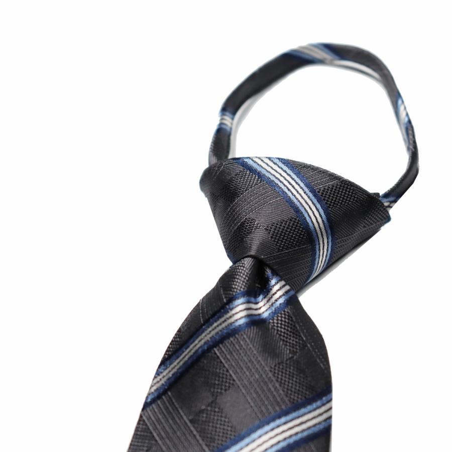 フレッシャーズ ワンタッチ ネクタイ ブランド MICHIKO LONDON ミチコロンドン ストライプ柄 はっ水加工 プレゼント 結ばない ネクタイ MKZP-1-C グレー | MICHIKO LONDON | 03