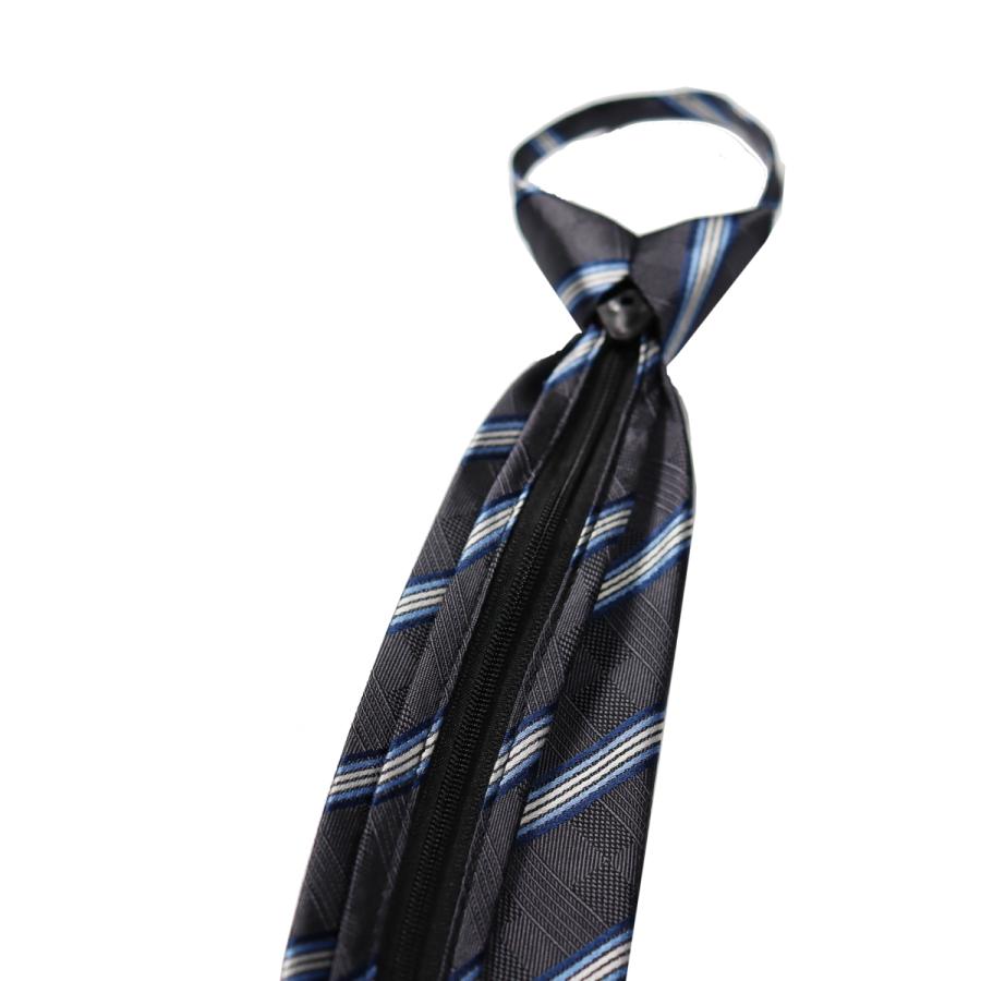 フレッシャーズ ワンタッチ ネクタイ ブランド MICHIKO LONDON ミチコロンドン ストライプ柄 はっ水加工 プレゼント 結ばない ネクタイ MKZP-1-C グレー | MICHIKO LONDON | 05