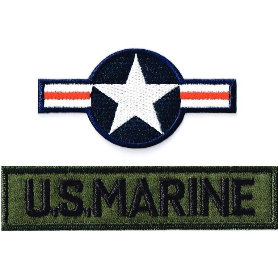 ミリタリーワッペン 米国籍標識ナショナルスター+USMC ODタブ 2Pセット | 