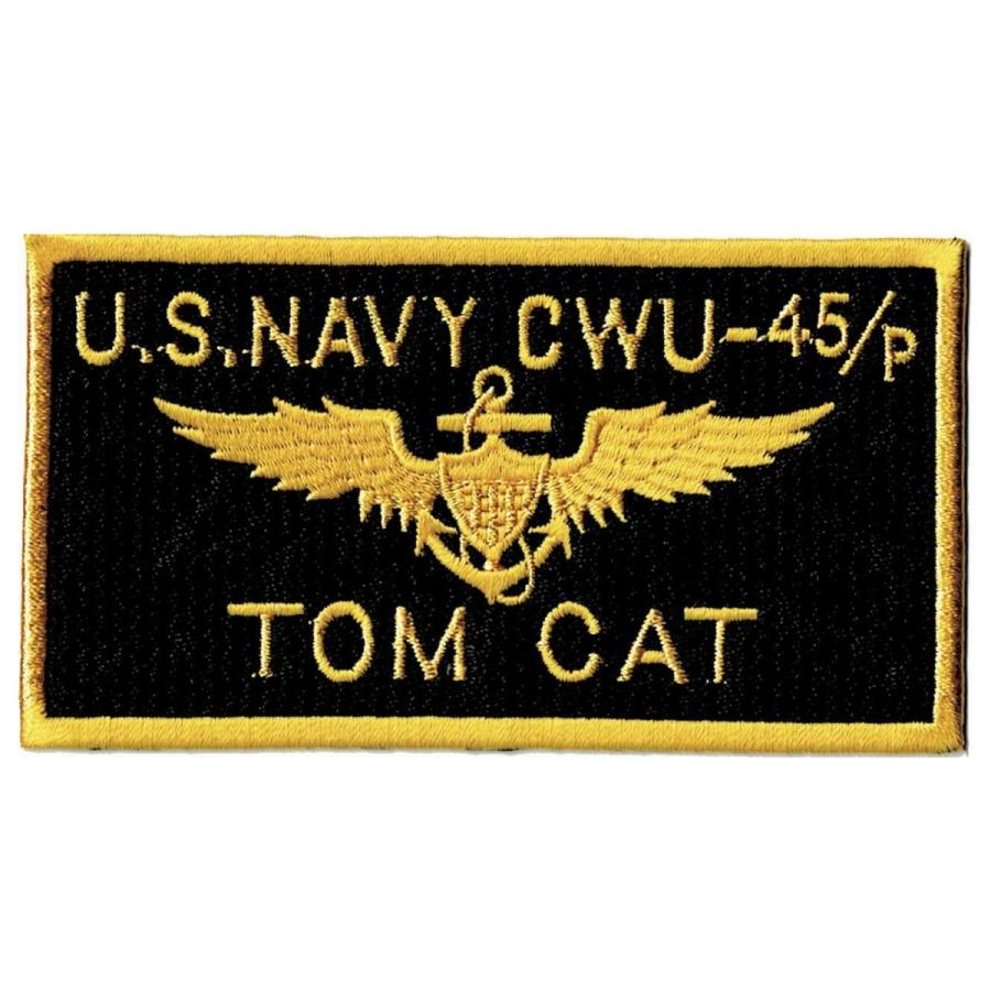 TOP GUN サバゲー装備 刺繍 ミリタリーワッペン 米海軍 TOMCAT 角 アイロン接着 トップガン MA1 フライトジャケット 革ジャン 戦闘服 | 