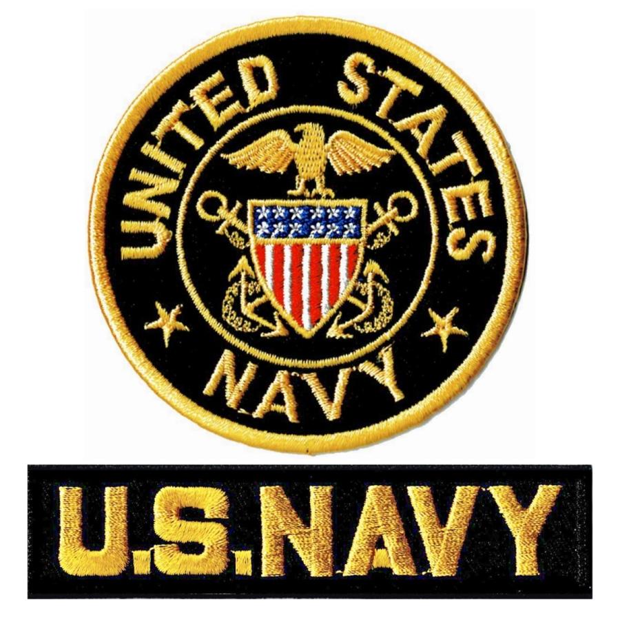 ワッペン アイロン接着 ミリタリーパッチ 米海軍士官 M + NAVY タブ 2P