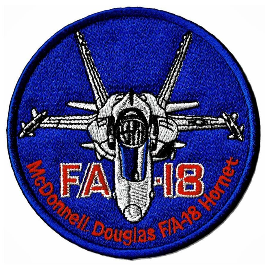 刺繍 ワッペン ミリタリーパッチ F/A 18 HORNET サークル Blue アイロン接着 | 