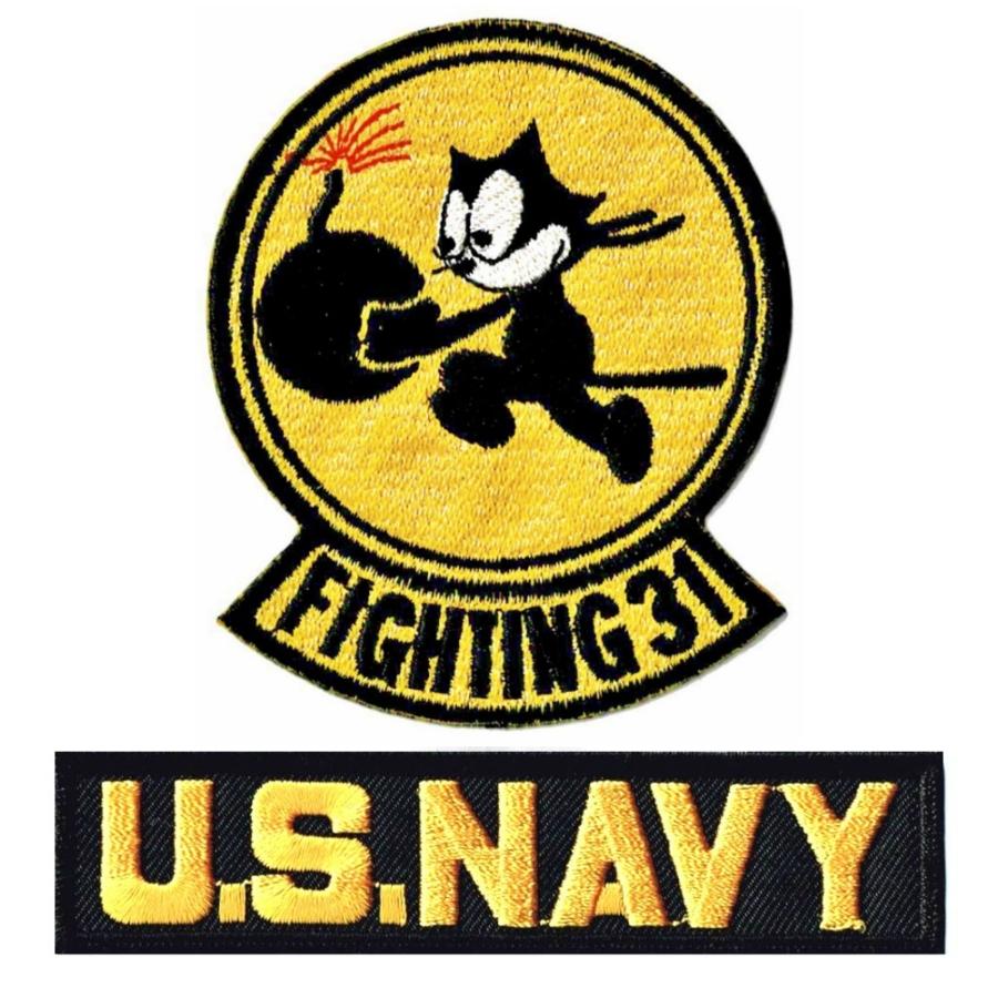 アイロン接着 TOP GUN トップガン ミリタリーワッペン アメリカ海軍 戦闘攻撃飛行隊 VFA 31トムキャッターズ + NAVY BL | 