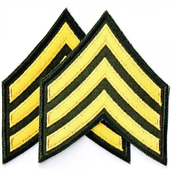 刺繍 ワッペン ミリタリー 軍曹 両肩用 2Pセット アイロン接着 MA1 フライトジャケット 革ジャン 戦闘服 | 