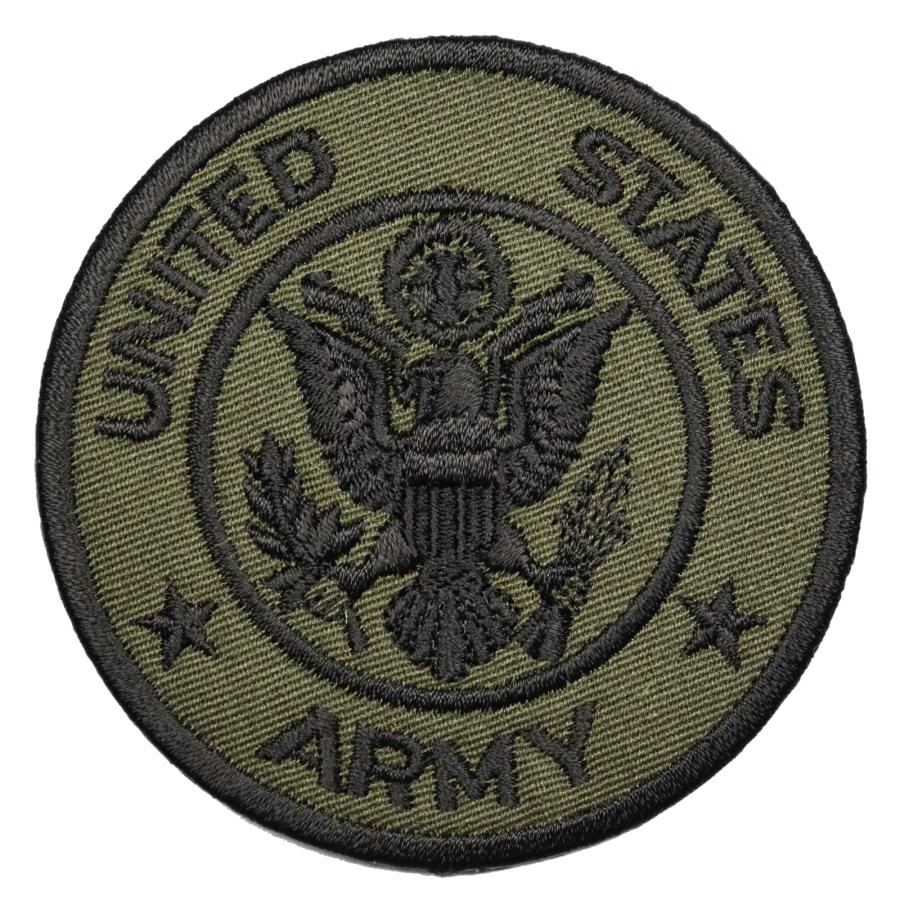 ARMY ミリタリーワッペン アメリカ陸軍 丸型 OD サバゲー装備 アイロン接着 MA1 フライトジャケット 革ジャン 戦闘服 | 