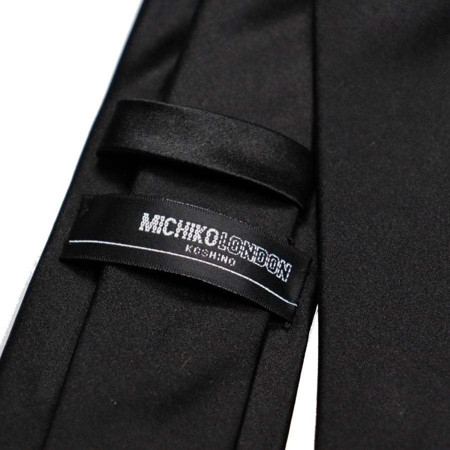 ロングサイズ 大きい方用 全長 約 160cm フォーマル 礼装 ブランド MICHIKO LONDON ミチコロンドン 朱子 黒 ネクタイ 大剣巾 約8cm 撥水 防汚加工 | MICHIKO LONDON | 03