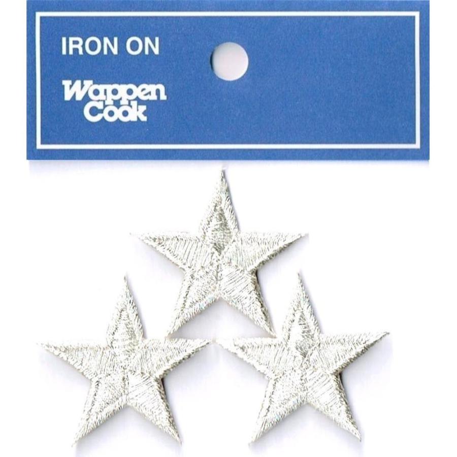 刺繍 ワッペン 星 アップリケ シルバー スタ−3個セット アイロン接着 | 