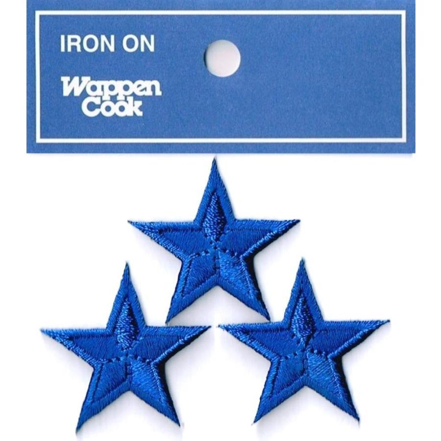 入園 入学 刺繍 ワッペン 星 アップリケ  ブルー スタ− 3個セット アイロン接着 | 