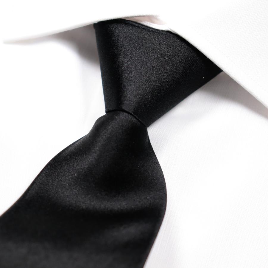 ワンタッチ ネクタイ フォーマル 礼装 仏事 法事 葬式 朱子織 無地 黒 ネクタイ ブランド ミチコロンドン シルクブレンド 選べる 大剣巾 スリム 7cm OR 8cm | MICHIKO LONDON | 05