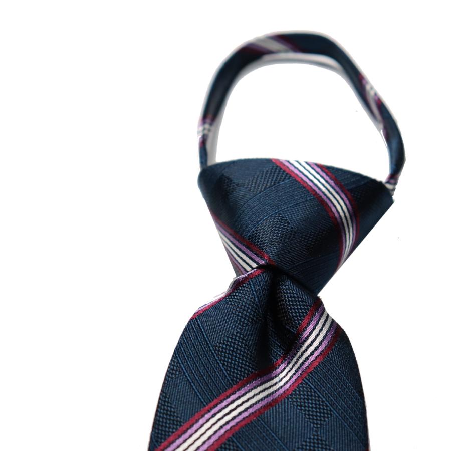 フレッシャーズ ワンタッチ ネクタイ ブランド MICHIKO LONDON ミチコロンドン はっ水加工 ストライプ柄 プレゼント ギフト MKZP-1 ネイビー | MICHIKO LONDON | 03