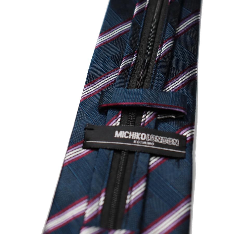 フレッシャーズ ワンタッチ ネクタイ ブランド MICHIKO LONDON ミチコロンドン はっ水加工 ストライプ柄 プレゼント ギフト MKZP-1 ネイビー | MICHIKO LONDON | 05