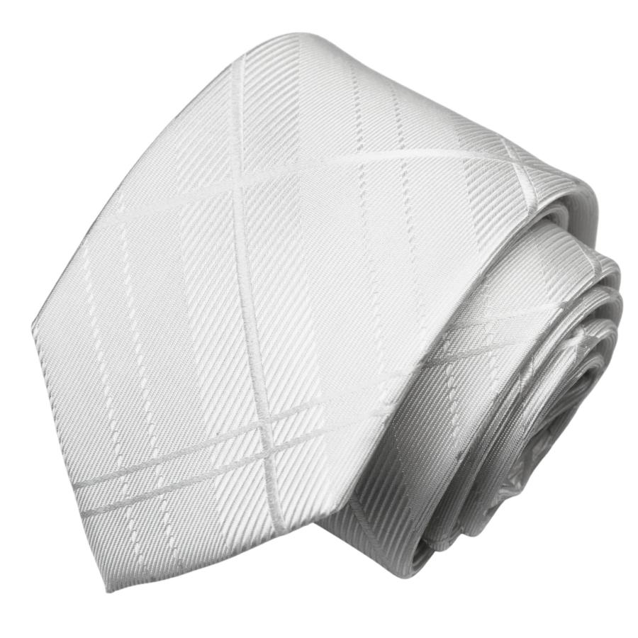 礼装 結婚式 白 ホワイト チェック ネクタイ ミチコロンドン ウエディング ブライダル フォーマル 撥水加工 大剣巾 7cm スリム OR 8cm  選択可 mkcp-formal-02-w | MICHIKO LONDON | 03