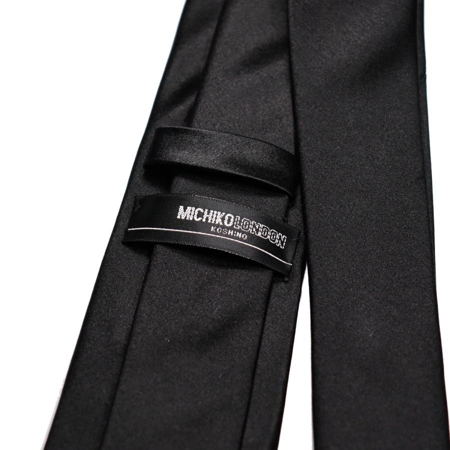 礼装 仏事 法事 黒 朱子 ブラック ネクタイ ブランド MICHIKO LONDON ミチコロンドン シルクブレンド 選べる 大剣巾 スリム 7cm OR レギュラー 8cm MKCP-B | MICHIKO LONDON | 04