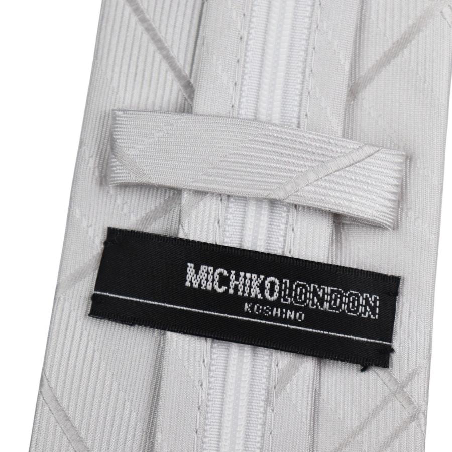 ネクタイ ブランド ミチコロンドン 礼装 結婚式 ブライダル 白 ホワイト シルバー フォーマル ワンタッチ ネクタイ ポケットチーフ セット 撥水加工 MKZP-02 | MICHIKO LONDON | 08
