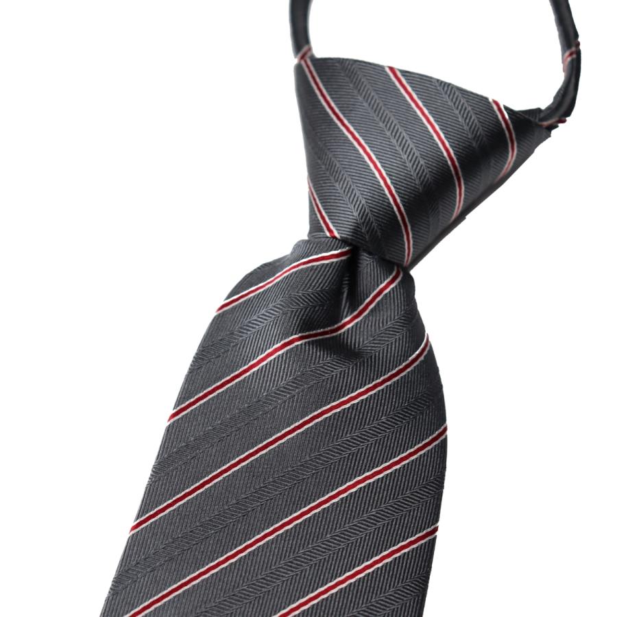 ワンタッチ ネクタイ ブランド MICHIKO LONDON ミチコロンドン はっ水加工 ストライプ柄 プレゼント ギフト おしゃれ 結ばない ネクタイ MKZP-27-C グレー | MICHIKO LONDON | 03