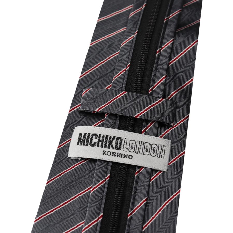 ワンタッチ ネクタイ ブランド MICHIKO LONDON ミチコロンドン はっ水加工 ストライプ柄 プレゼント ギフト おしゃれ 結ばない ネクタイ MKZP-27-C グレー | MICHIKO LONDON | 05