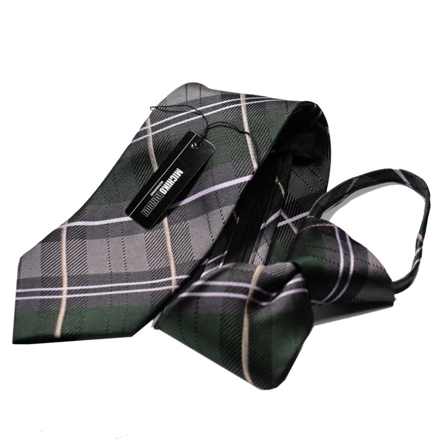 ワンタッチ ネクタイ ブランド MICHIKO LONDON ミチコロンドン チェック柄 はっ水加工 プレゼント 結ばない ネクタイ MKZP-7-C グリーン | MICHIKO LONDON | 01