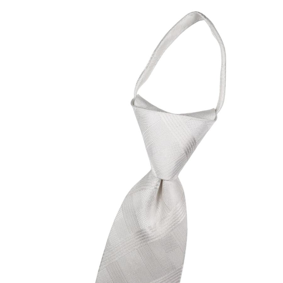 ネクタイ ブランド ミチコロンドン 礼装 結婚式 ブライダル 白 ホワイト シルバー フォーマル ワンタッチ ネクタイ ポケットチーフ セット 撥水加工 MKZP-01 | MICHIKO LONDON | 05