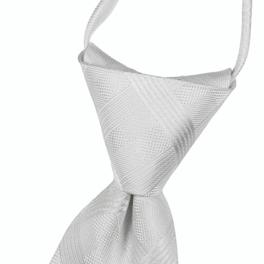 ネクタイ ブランド ミチコロンドン 礼装 結婚式 ブライダル 白 ホワイト シルバー フォーマル ワンタッチ ネクタイ ポケットチーフ セット 撥水加工 MKZP-01 | MICHIKO LONDON | 06