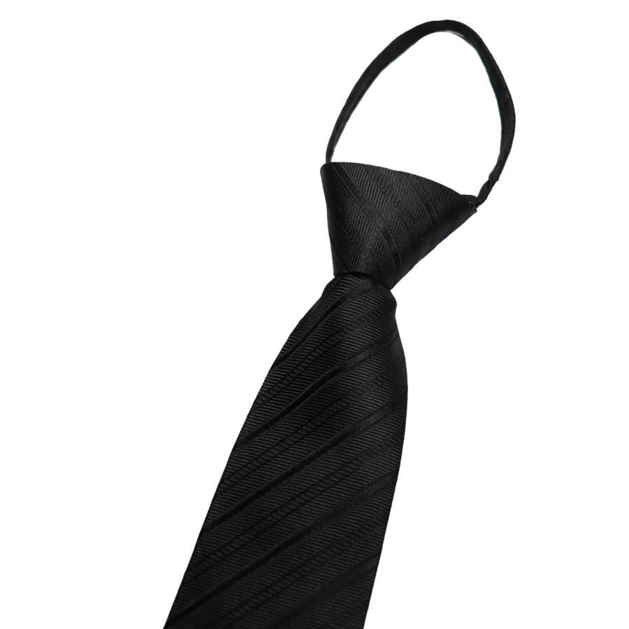 ワンタッチ ネクタイ フォーマル 礼装 仏事 法事 葬式 ストライプ 黒 ネクタイ ブランド ミチコロンドン シルクブレンド 選べる 大剣巾 スリム 7cm OR 8cm | MICHIKO LONDON | 01