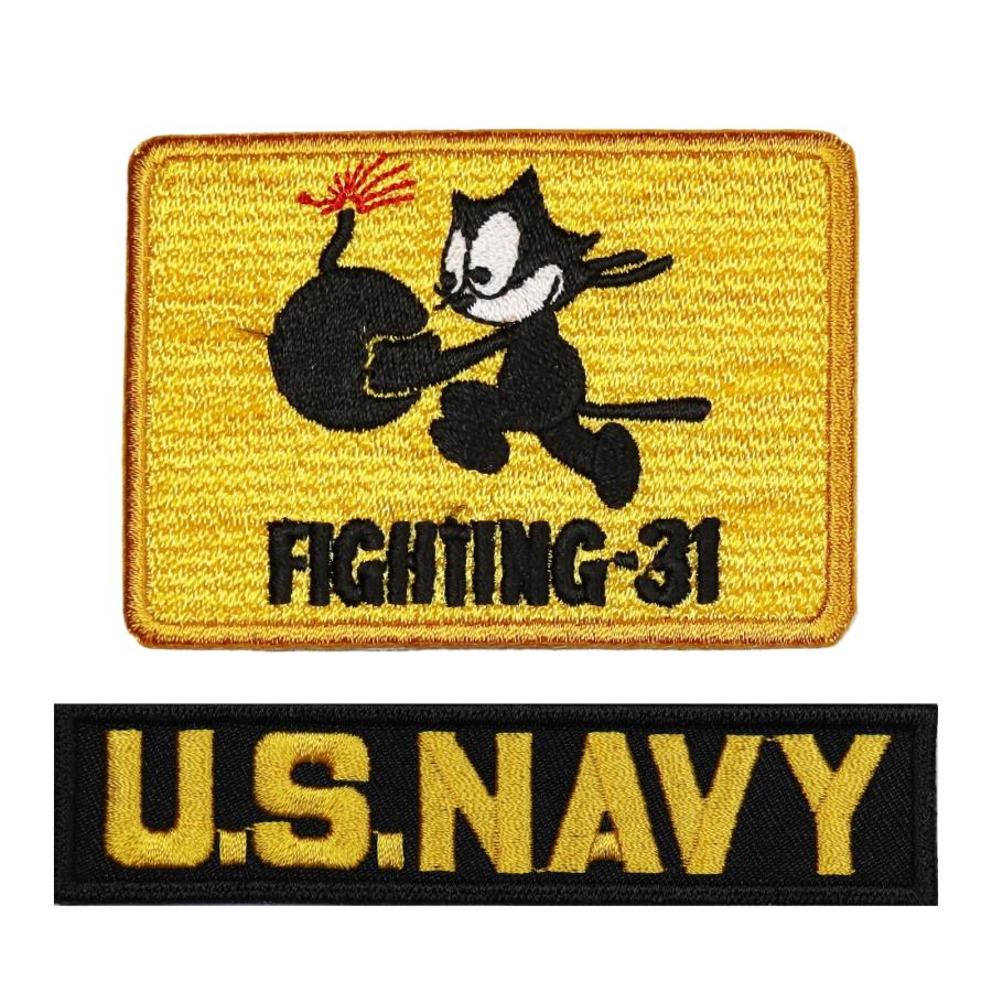 サバゲー 刺繍 ワッペンエンブレム ミリタリー パッチ アメリカ海軍 NAVY + F 31 セット アイロン接着 :set16:株式会社