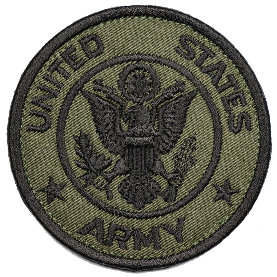WappenCook 面ファスナー メス無し ベルクロパッチ 刺繍 ワッペン ミリタリー 米陸軍 ARMY ラウンド OD 戦闘服マジックテープ | 