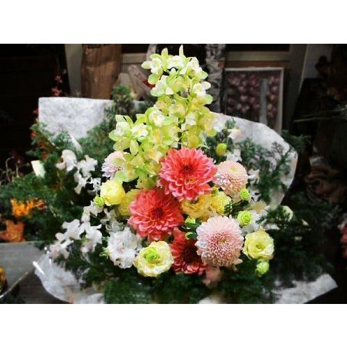 海外輸入 パリスタイルの花屋 シンピジュームのお供えアレンジ 七回忌 三回忌 一周忌 四十九日 お悔やみ 法事花 お供え 生花 Smssvg Org