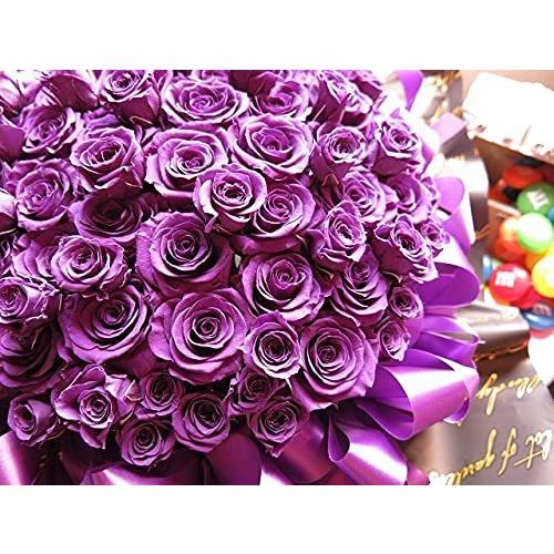 古希お祝い 70歳 紫バラ 花束風 枯れない バラ 70本 プリザーブドフラワー 70本使用 ケース付き｜marketseizing｜08