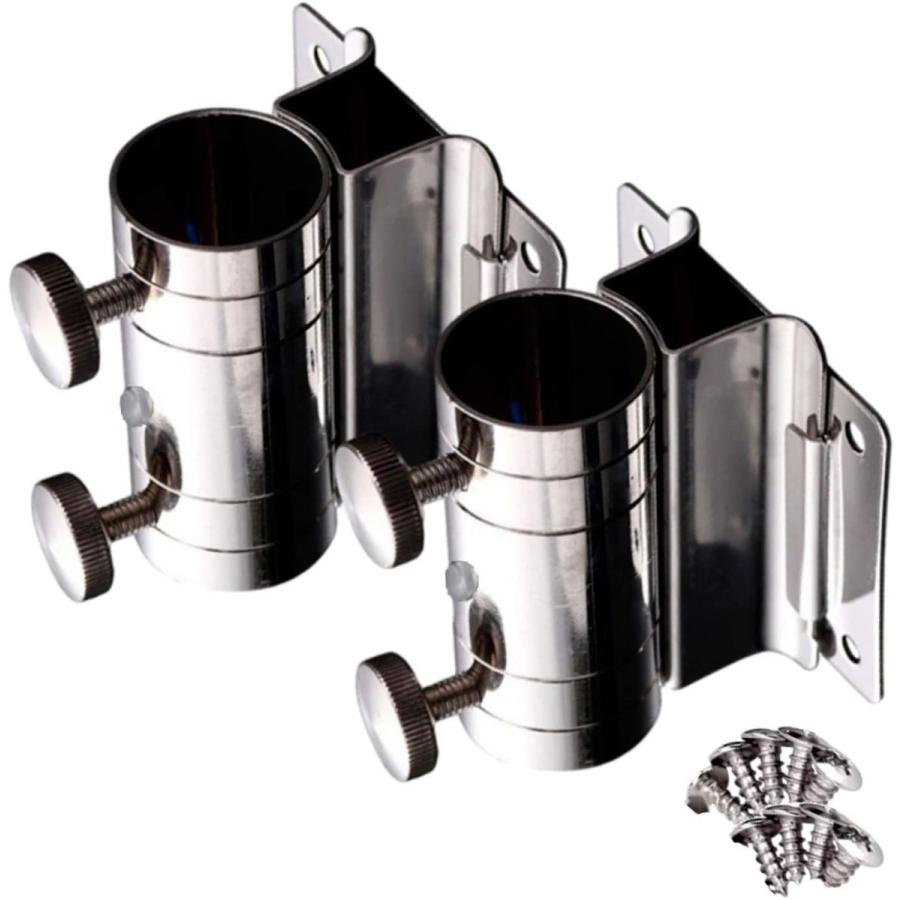 S Fields Inc ロッドホルダー クーラーボックス用 釣り ポールホルダー パラソル ステンレス製 ロッド保護付き ネジ付 2個