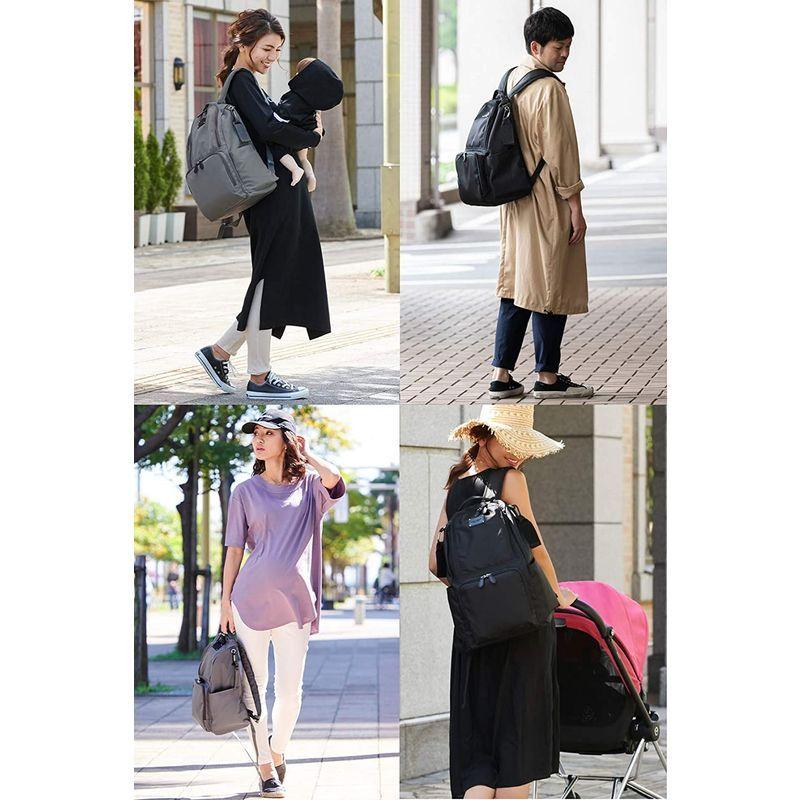 Sweet Mommy マザーズバッグ 23l メンズファッション リュックサック デイパック リュック 撥水 保温保冷ポケット 抱っこ紐したままおろせる 抱っこ紐したままおろせる マーケットビュー 盗難防止背 ベビーカーフック付き