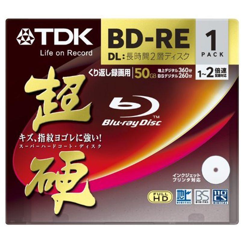 TDK 録画用ブルーレイディスク 超硬シリーズ BD-RE DL 50GB 1-2倍速 ホワイトワイドプリンタブル 1枚 10mmケース B ブルーレイ、DVDレコーダー