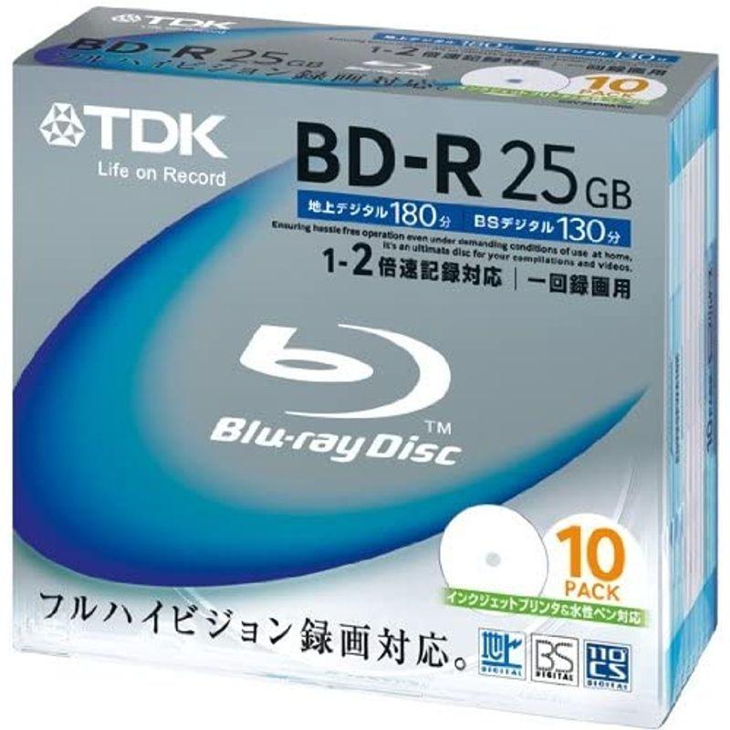 TDK 録画用ブルーレイディスク BD-R 25GB 2倍速対応 ホワイトワイドプリンタブル 10枚パック BRV25PWA10K｜marketview｜02
