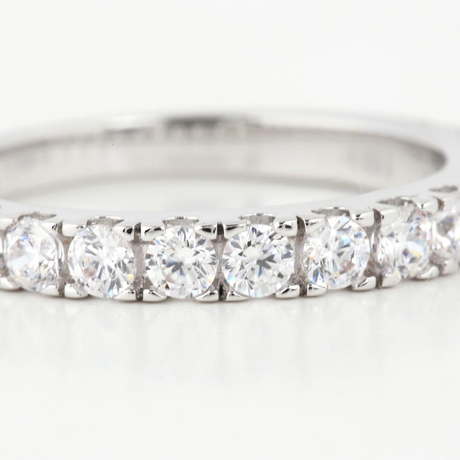【最終価格】8号♡極美品4°Cプラチナダイヤリングハーフエタニティリング 指輪 リング レディース エタニティ プラチナ ホワイトゴールド CZ