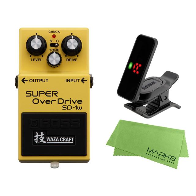 BOSS SUPER OverDrive SD-1w (J) + KORG Pitchclip 2 PC-2 + マークスオリジナルクロス セット　コンパクトエフェクター