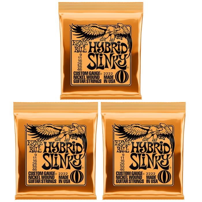 <まとめ買い>ERNIE BALL 2222 HYBRID SLINKY ３個セット アーニーボール ハイブリッド スリンキー エレキギター弦 <メール便利用>【区分YC】｜marks-music