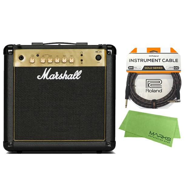 MARSHALL MG15 GOLD + Rolandケーブル+マークスクロスセット ギター 