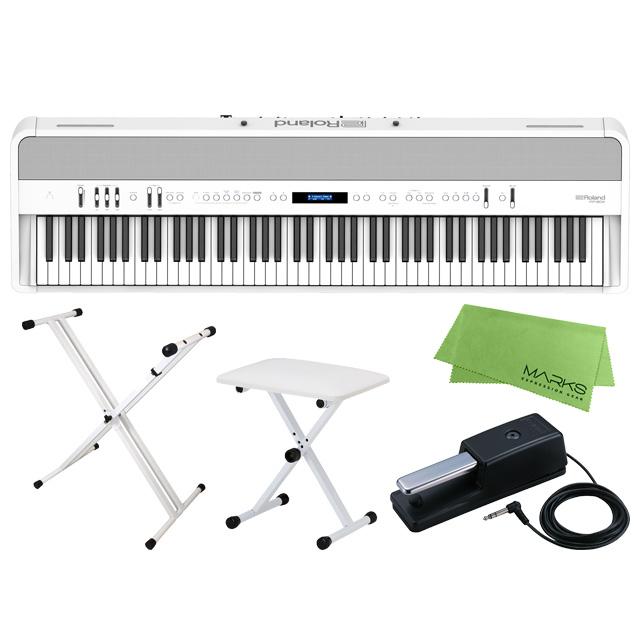 Roland FP-90X-WH + キーボードスタンド + チェア + マークスミュージック オリジナルクロス セット　デジタルピアノ