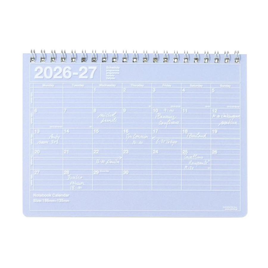 マークス 手帳 2026 スケジュール帳 2026年4月始まり 月間ブロック B6変型 ノートブックカレンダー・S 高級画用紙 書きやすい コンパクト メモ付き | MARK'S | 08