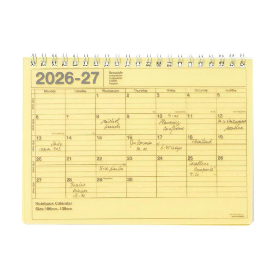 マークス 手帳 2026 スケジュール帳 2026年4月始まり 月間ブロック B6変型 ノートブックカレンダー・S 高級画用紙 書きやすい コンパクト メモ付き | MARK'S | 10
