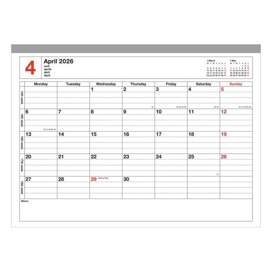 手帳 2026 スケジュール帳 2026年1月始まり 月間ブロック B6変型 ノートブックカレンダー・S/岡村芳樹 予定管理 目標記録 ライフログ ビジネス マークス | MARK'S | 04