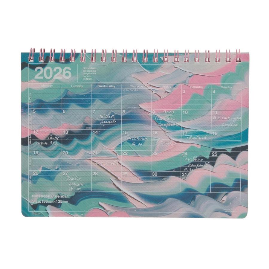 手帳 2026 スケジュール帳 2026年1月始まり 月間ブロック B6変型 ノートブックカレンダー・S/岡村芳樹 予定管理 目標記録 ライフログ ビジネス マークス | MARK'S | 01