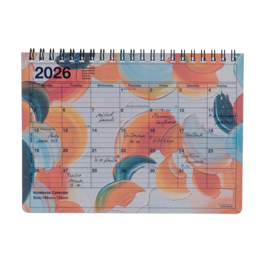 手帳 2026 スケジュール帳 2026年1月始まり 月間ブロック B6変型 ノートブックカレンダー・S/岡村芳樹 予定管理 目標記録 ライフログ ビジネス マークス | MARK'S | 02