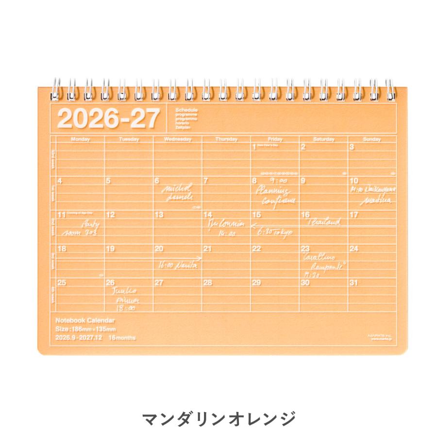 2026年用オレンジスケジュール帳　中古 MARK'S（マークス） 手帳 2027 スケジュール帳 2026年9月始まり 月間