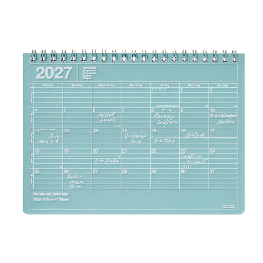 手帳 2027 スケジュール帳 2027年1月始まり 月間ブロック B6変型 ノートブックカレンダー・S おしゃれ シンプル コンパクト 持ち運び 予定管理 マークス | MARK'S | 02