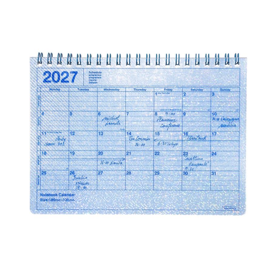 手帳 2027 スケジュール帳 2027年1月始まり 月間ブロック B6変型 ノートブックカレンダー・S おしゃれ シンプル コンパクト 持ち運び 予定管理 マークス | MARK'S | 04