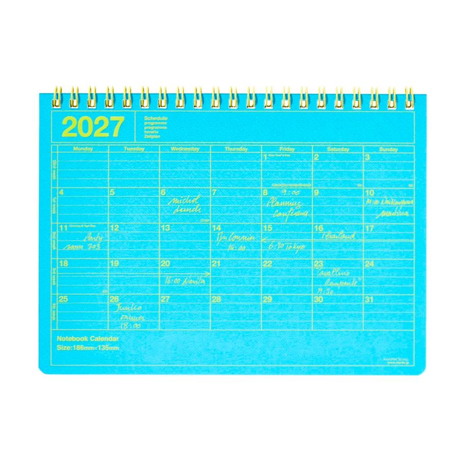 手帳 2027 スケジュール帳 2027年1月始まり 月間ブロック B6変型 ノートブックカレンダー・S おしゃれ シンプル コンパクト 持ち運び 予定管理 マークス | MARK'S | 07